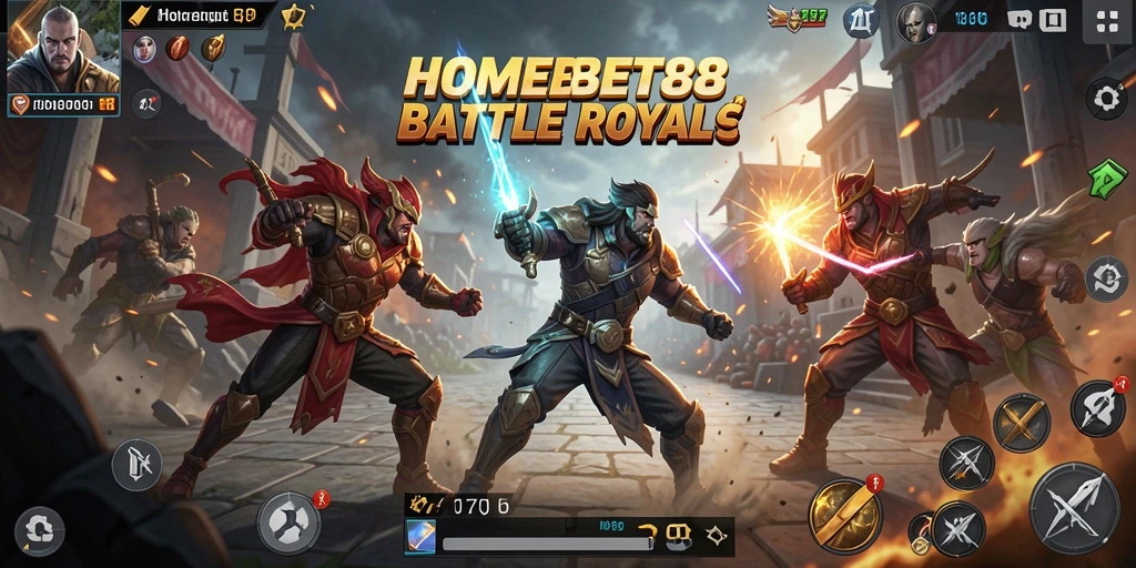 Screenshot HOMEBET88 menampilkan aksi pertarungan intens di arena Battle Royale.