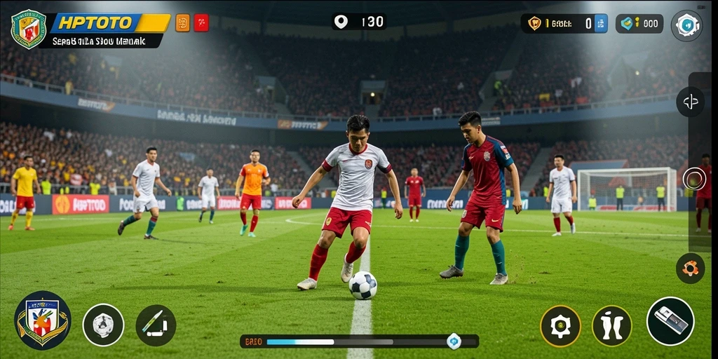 Screenshot HPTOTO menampilkan aksi mendebarkan di lapangan sepak bola.
