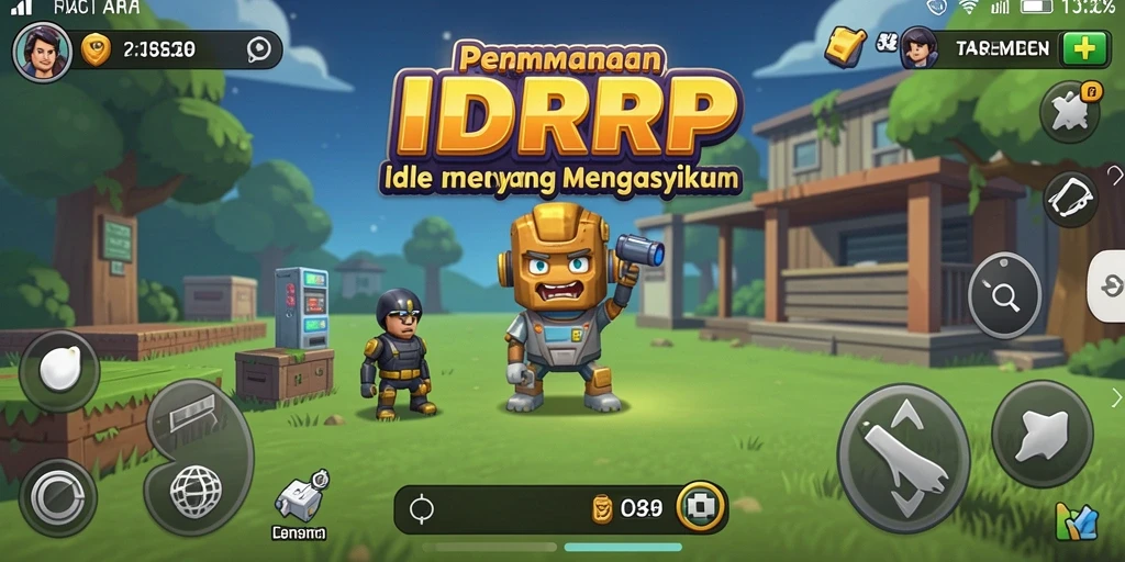 Screenshot gameplay menunjukkan karakter dan pengembangan sumber daya dalam IDRRP.