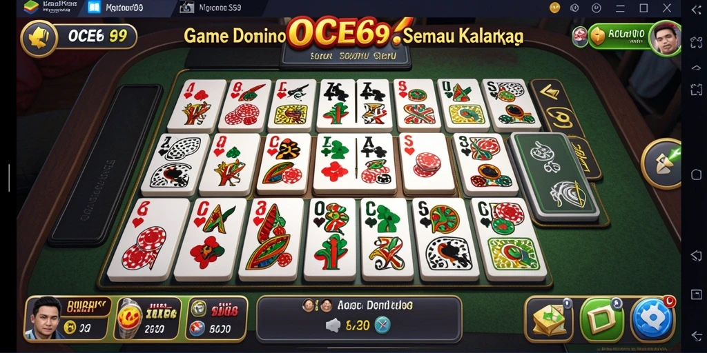 Screenshot gameplay OCE69 menampilkan suasana bermain domino yang menyenangkan.