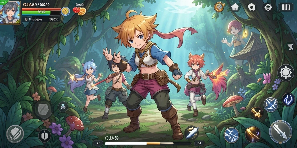 Screenshot OJA89 menampilkan aksi pertempuran seru dari karakter anime.