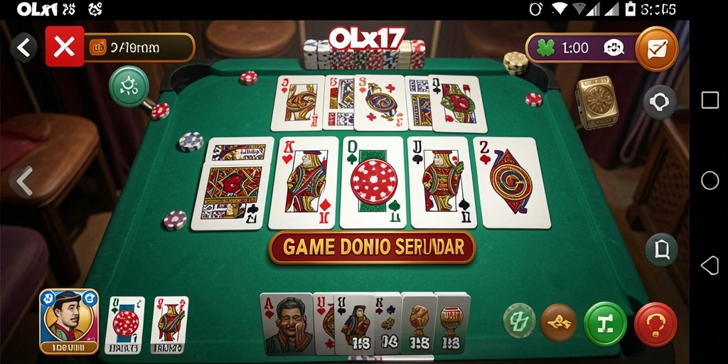 Screenshot gameplay menarik dari OLX17 yang menunjukkan keseruan bermain Domino.