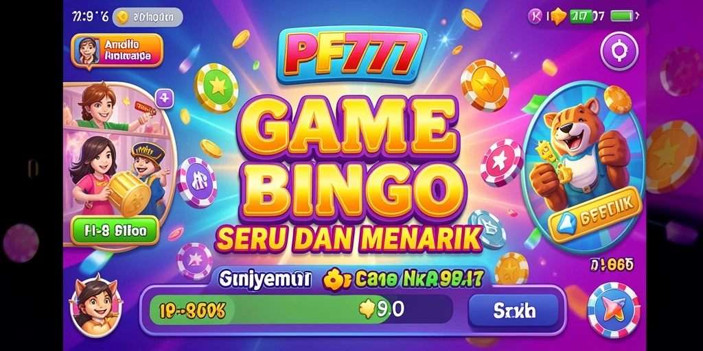 Gameplay seru Bingo di aplikasi PF777 dengan tampilan yang menarik.
