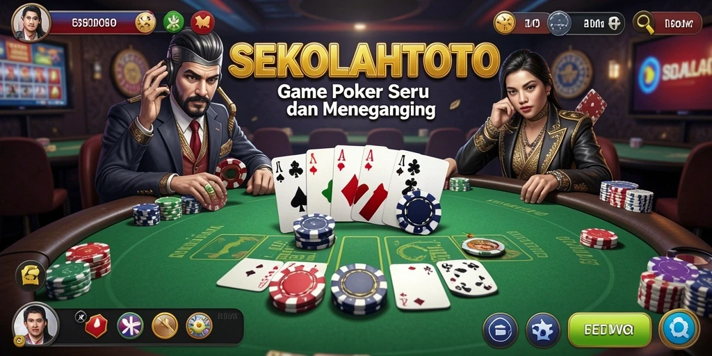 Screenshot utama gameplay Poker yang seru dan menegangkan.